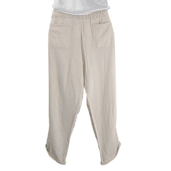 New York & Co Boyfriend drawstring linen pants cream stripes Size xl Resort wear - Picture 2 of 13